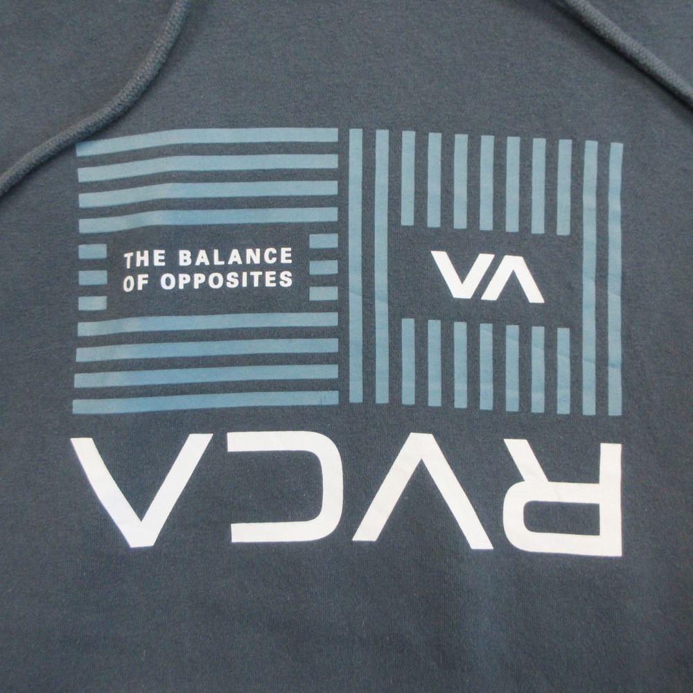 RVCA Hoodie Mens M Blue-Green Balance of Opposites Fleece Pullover Surf Skate - Picture 3 of 8